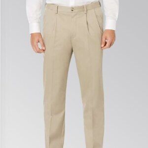 Savane Men's Classic Tan Pants 34 x 29 dress slacks trousers pleated EUC khaki